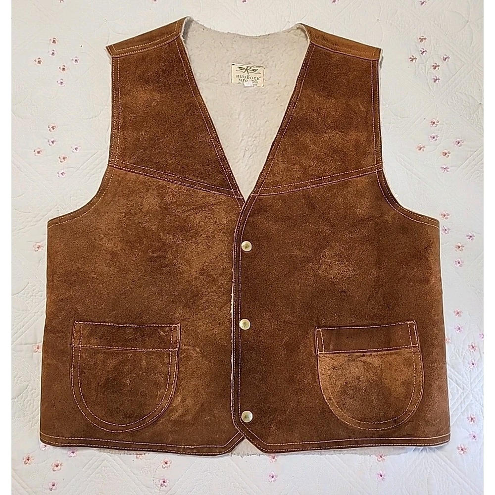 Vtg Men's Flying Ranchwear By Ruddock Mfg Co Leather Lined Vest Size XL